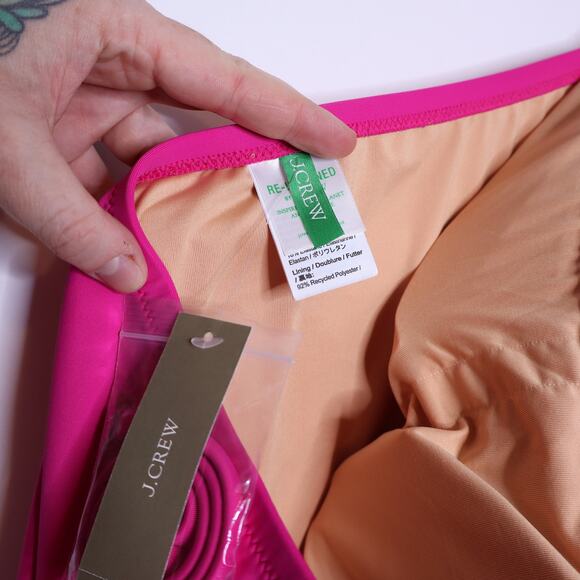 J. CREW NEW Gemma Ruched Bandeau One-Piece Swimsuit Radiant Fuchsia Women's 20 - Picture 12 of 14